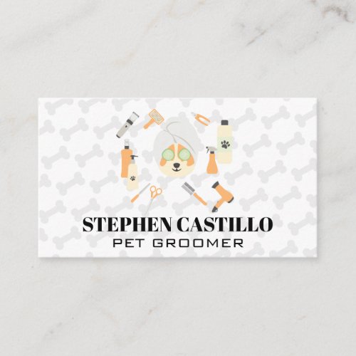 Dog Pampering  Grooming Tools Business Card
