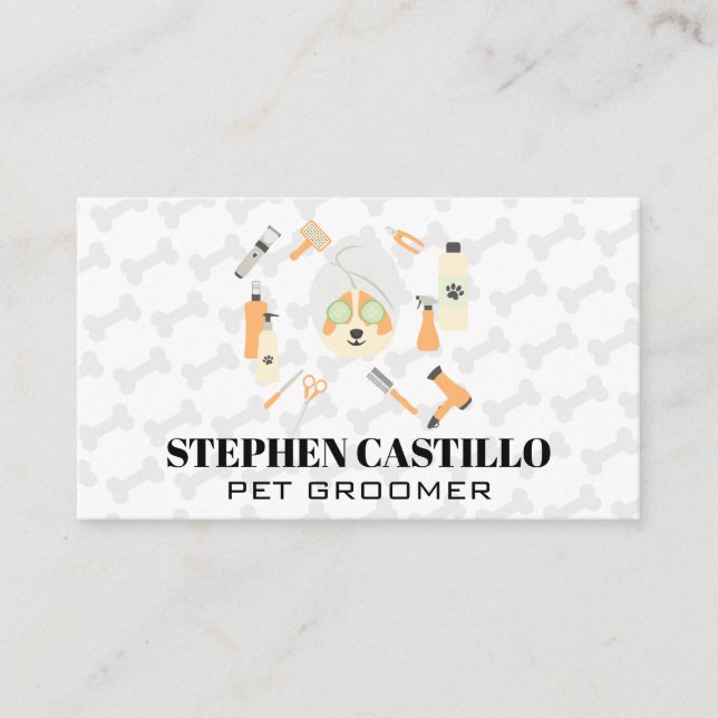 Dog Pampering | Grooming Tools Business Card (Front)