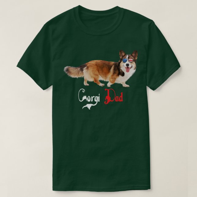 Dog Papa Puppy Dad Corgi  T-Shirt (Design Front)