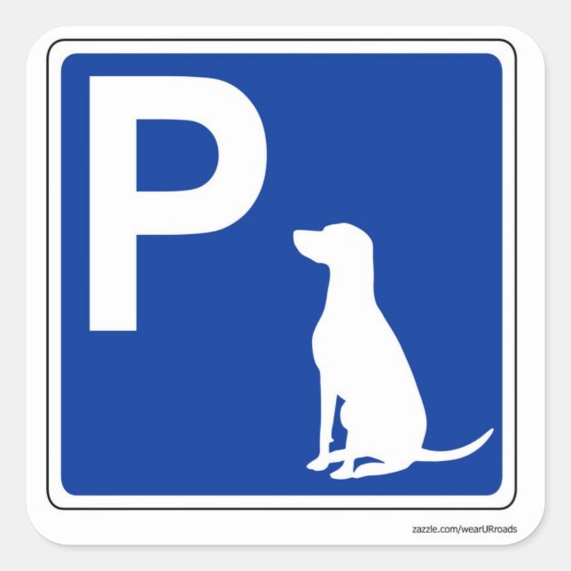 Dog Parking European Road Sign Sticker (Front)