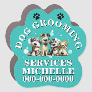 Dog parlor mobile pet grooming pawspa DIY blue Car Magnet