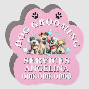 Dog parlor mobile pet grooming pet business PINK Car Magnet