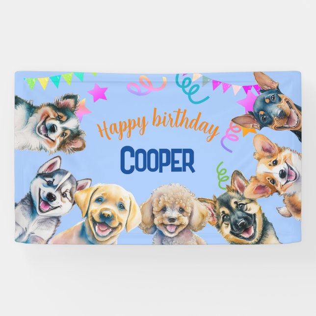 Dog party birthday  banner (Horizontal)