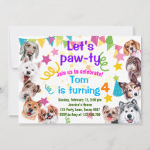 Dog party birthday  invitation