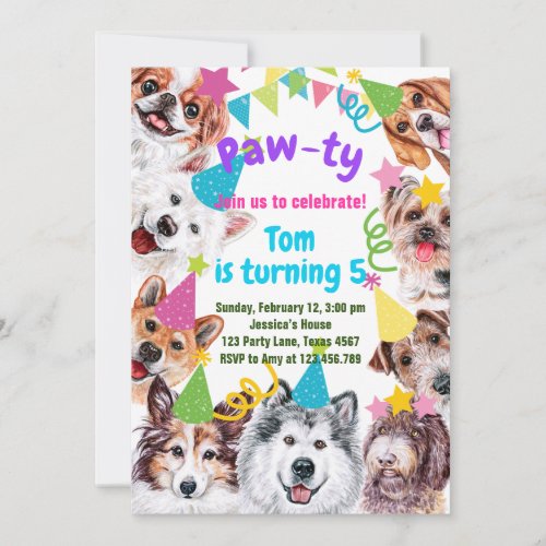 Dog party birthday  invitation