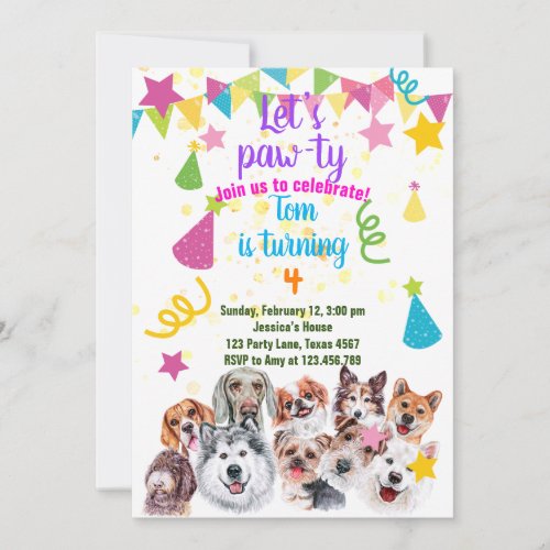Dog party birthday  invitation