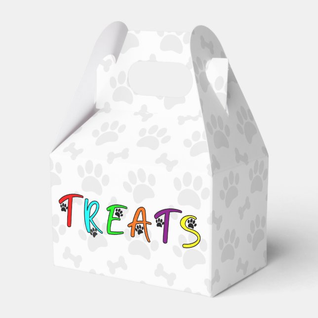 Dog Party Custom Treat Text Favor Boxes (Front Side)