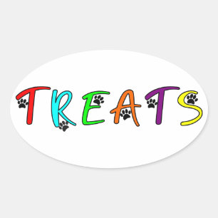 Dog Party Custom Treat Text Oval Sticker
