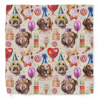 Dog party, dog's birthday, dog breeds, cute puppy bandana