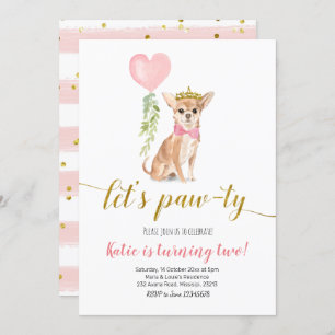Dog Party Girl Chihuahua Invitation