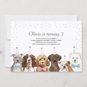 Dog Party Invitation, Dog Birthday Invitation