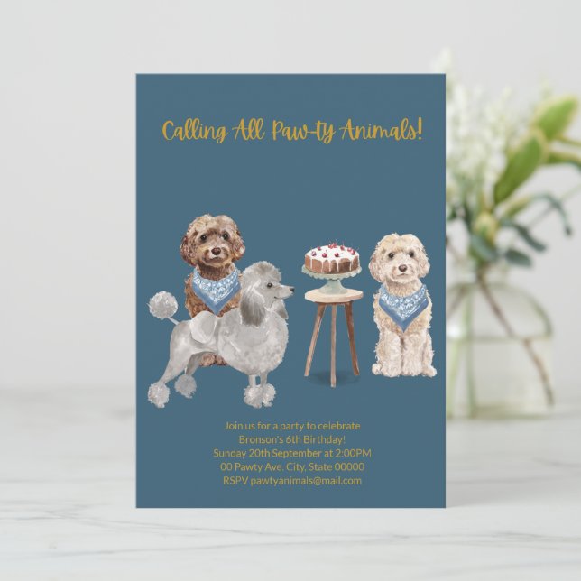 Dog Party Invitation, Dog Birthday Invitation (Standing Front)