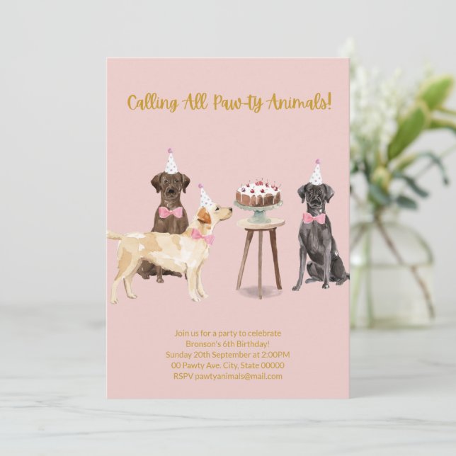 Dog Party Invitation, Dog Birthday Invitation (Standing Front)