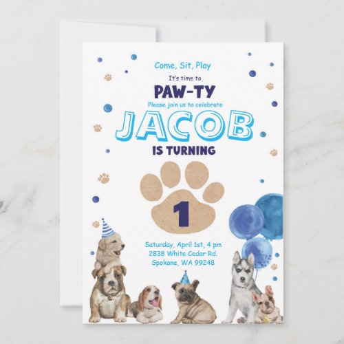 Dog Party Invite for boys