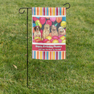Dog Party Let's Get This Pawty Started Personalize Garden Flag