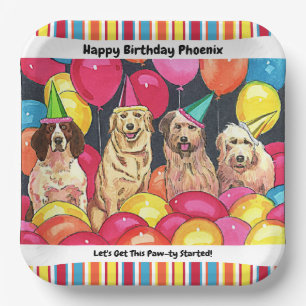 Dog Party Let's Get This Pawty Started Personalize Paper Plates