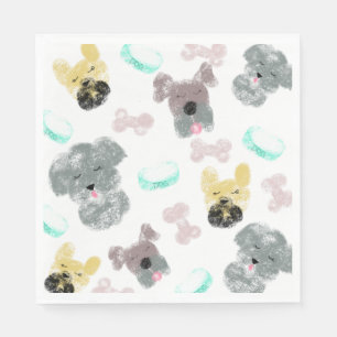 Dog Party Pattern Pink Blue Napkins