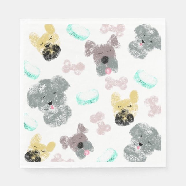 Dog Party Pattern Pink Blue Napkins (Front)
