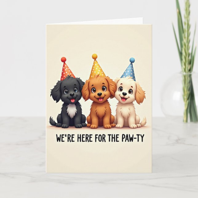 Dog Party Paws Birthday Card (Front)