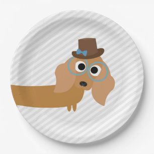 Dog Party Turquoise Dachshund Dinner Paper Plates
