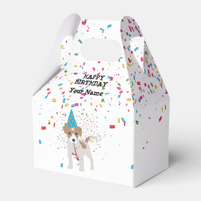 Dog Partying - Animals at Birthday Party Favor Boxes (Front Side)
