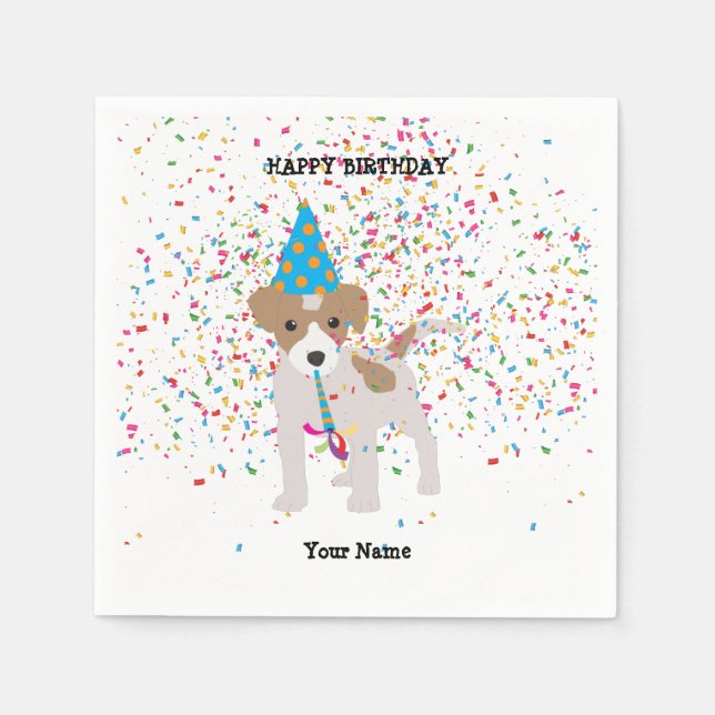 Dog Partying - Animals at Birthday Party Napkins (Front)