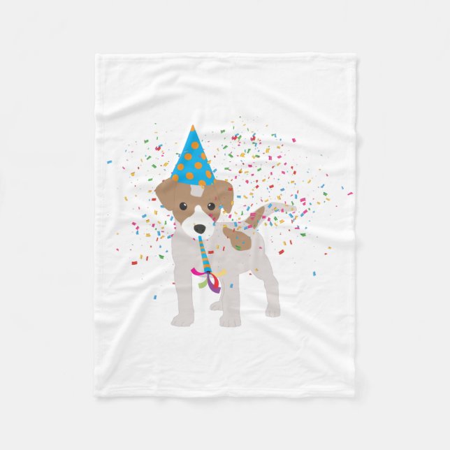 Dog Partying - Animals Puppy Having a Party Fleece Blanket (Front)