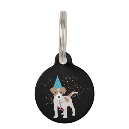 Dog Partying _ Animals Puppy Having a Party Pet ID Tag