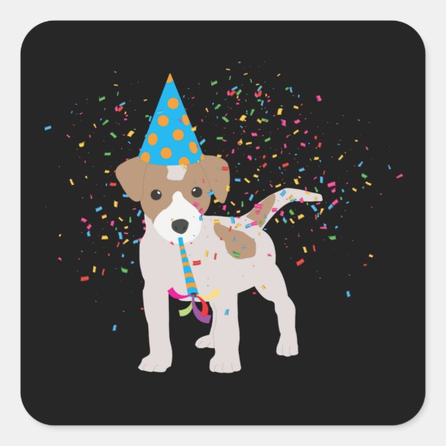 Dog Partying - Animals Puppy Having a Party Square Sticker (Front)