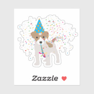 Dog Partying - Animals Puppy Having a Party Sticker