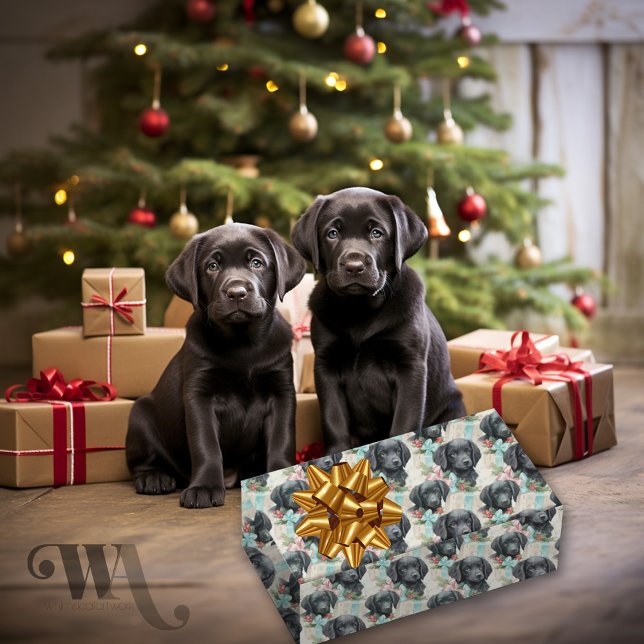 Dog Pastel Holiday Black Lab Sm Wrapping Paper (Creator Uploaded)
