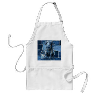 Dog Patchwork Art Denim Adult Apron