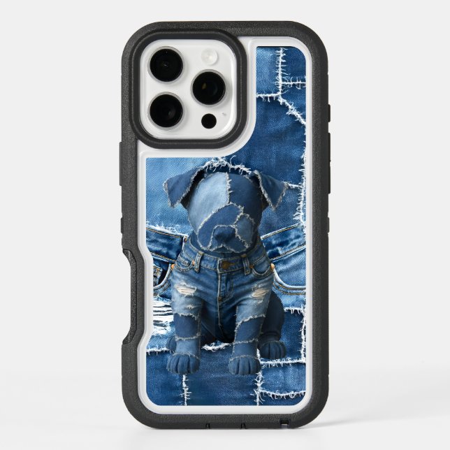 Dog Patchwork Art Denim Otterbox iPhone Case (Back)