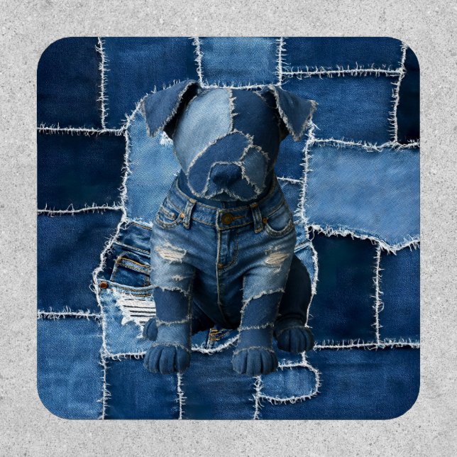 Dog Patchwork Art Denim Patch (Front)