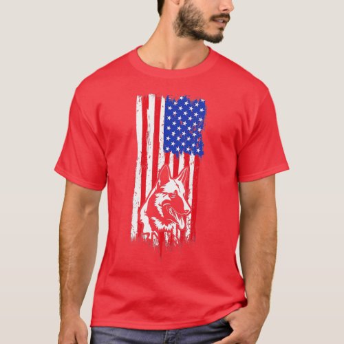 Dog Patriotic German Shepherd American Flag  _ 2  T_Shirt