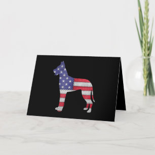 Dog Patriotic Great Dane American Flag Embroidery Holiday Card