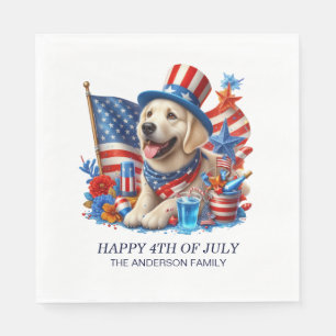 Dog Patriotic Top Hat Red White Blue Stars Stripe  Napkins