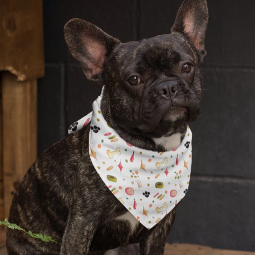 Dog Pattern Bowl Bone Paw  Bandana