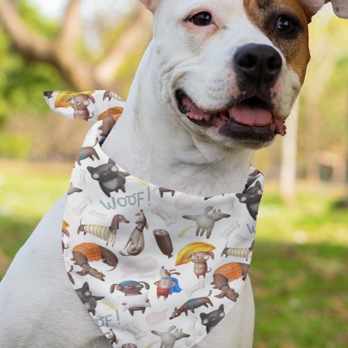 Dog Pattern Bowl Funny Doggies Bandana