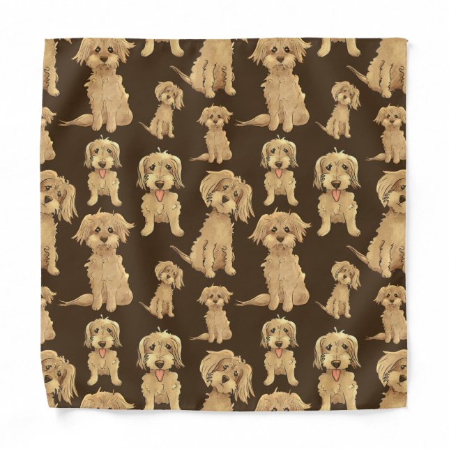 Dog Pattern Brown labradoodle goldendoodle Bandana (Front)