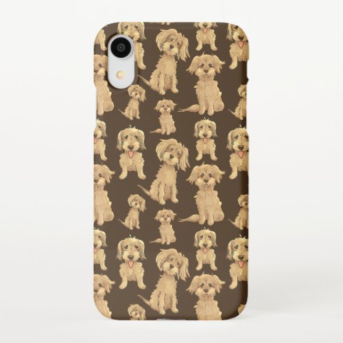 Dog Pattern Brown labradoodle goldendoodle Brown iPhone XR Case
