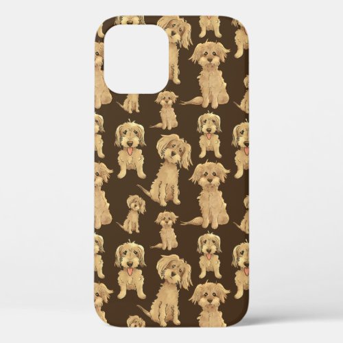 Dog Pattern Brown labradoodle goldendoodle iPhone 12 Case