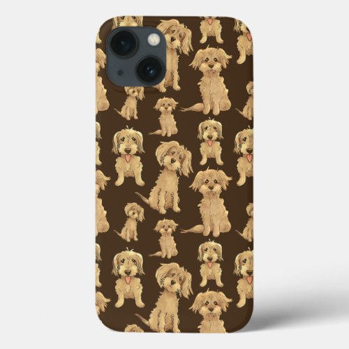 Dog Pattern Brown labradoodle goldendoodle iPhone 13 Case