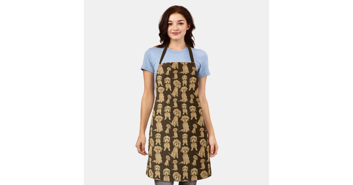 Dog Pattern Brown labradoodle goldendoodle Cute Apron Zazzle