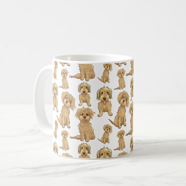 Dog Pattern Brown labradoodle goldendoodle Cute Coffee Mug (Front Left)