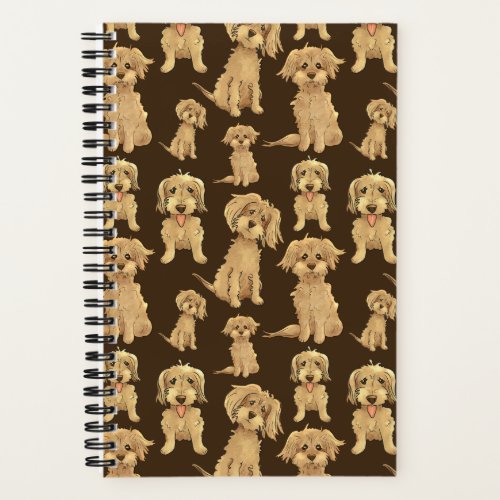 Dog Pattern Brown labradoodle goldendoodle Cute Notebook
