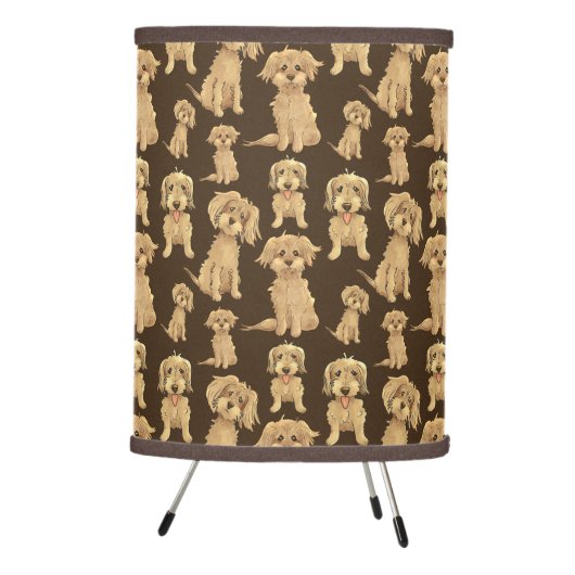 Dog Pattern Brown labradoodle goldendoodle Cute Tripod Lamp (Right)