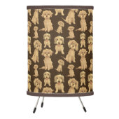 Dog Pattern Brown labradoodle goldendoodle Cute Tripod Lamp (Left)