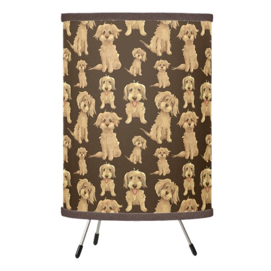 Dog Pattern Brown labradoodle goldendoodle Cute Tripod Lamp (Left)