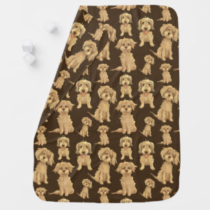 Dog Pattern Brown labradoodle goldendoodle Dog Baby Blanket